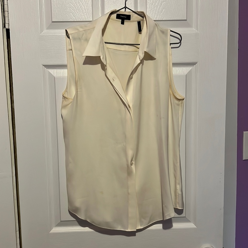 Theory white tank top blouse